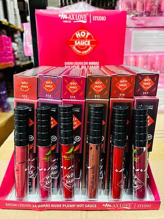 Batom liquido 24h nude hot sauce (512-517) /48pcs MAX LOVE