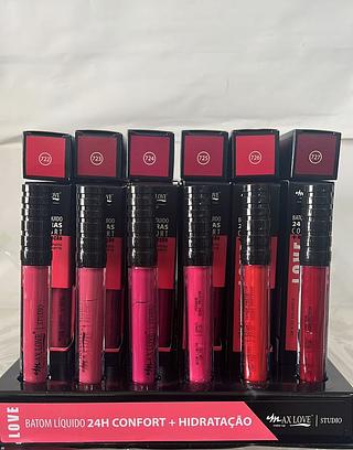 Batom Liquido 24hrs Confort=hidratação Love/ 48pçs (722-727) Maxlove