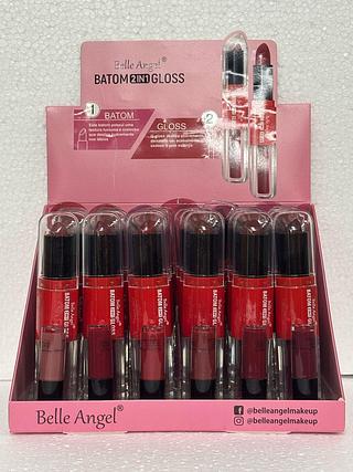 Batom e Gloss 2 em 1 c/24pcs BELLE ANGEL