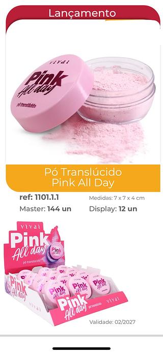 Pó translucido Pink All day/ 18pçs (1101.1.1) Vivai