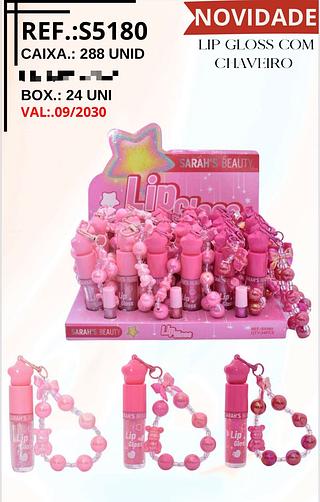 Lip Gloss com Chaveiro c/24pçs Sarah´s Beauty