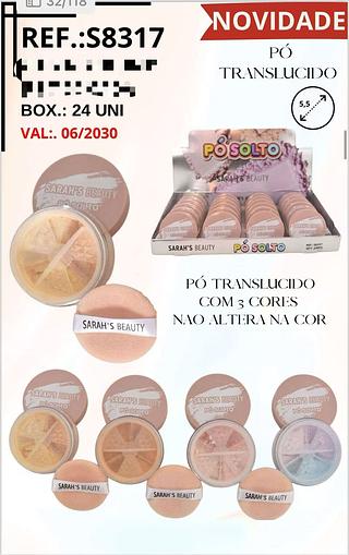 Pó Translucido c/24pçs Sarah´s Beauty