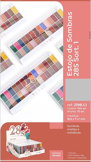 Paleta de sombras 28cor /12pcs VIVAI