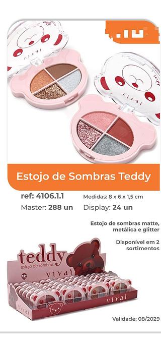 Estojo de sombras teddy c/24pcs VIVAI