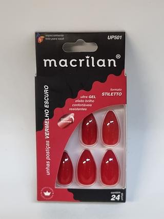 Unha posticas vermelho escuro Stiletto Macrilan C/12pcs UP501