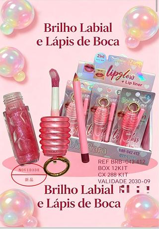 Lip Gloss + Lip Liner c/12pçs Bobbi Rara