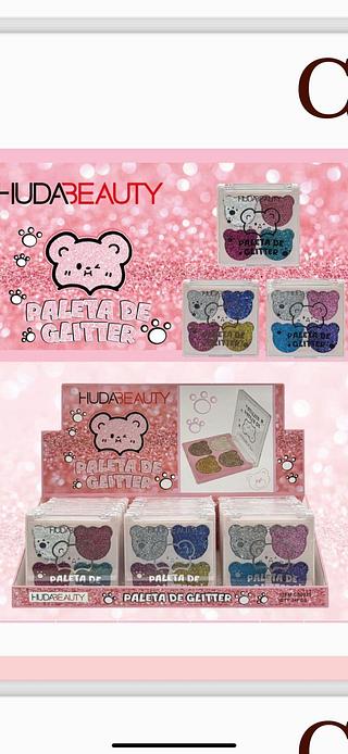Paleta de glitter ursinho 3 cores c/24pcs Huda beauty