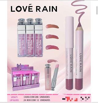 Lip balm e lip gloss e lapis 3 in1 /12pcs Love Rain