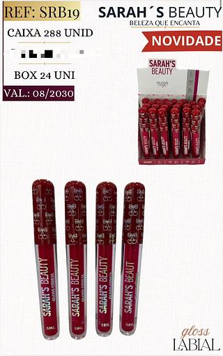 Gloss labial c/24pcs Sarah´s Beauty