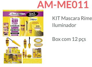 Kit mascara rimel +delineador+iluminador /12pcs AMOR ANJO