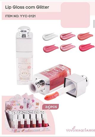 Lip Gloss com Glitter /24pçs Yoyo Maquiagem