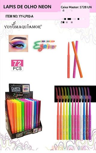 Lapis de olho neon C/72pcs YOYO MAQUIAMOR