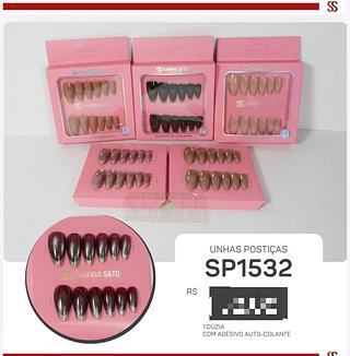 Unha posticas com adesivo auto colante /12pcs Sabrina Sato