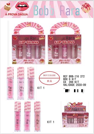 Kit 3 Lip Gloss c/6pçs Bobbi Rara