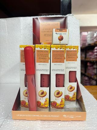 Lip Balm Gloss com Mel de Abelha- Pêssego /28pçs Max Love (423)