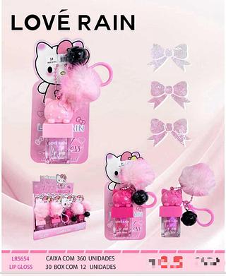 Lip Gloss com Chaveiro Hello Kitty c/12pçs Love Rain