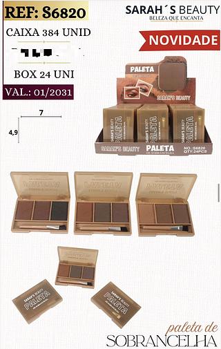 Paleta de sobrancelhas c/24pcs Sarah´s Beauty