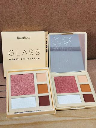 Paleta blush e iluminador e sombra com provador/12pcs GLASS RUBY ROSE