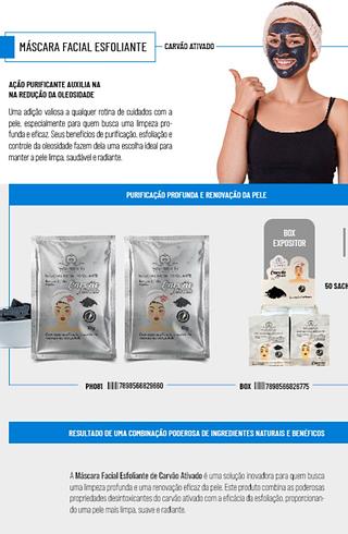 Mascara Facial Esfoliante Carvao Ativado c/50pcs Phallebeauty