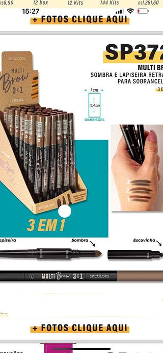 Sombra e Lapis Retratil para Sobrancelhas c/48pcs (SP372) SP COLORS