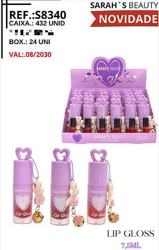 Lip gloss com chaveiro c/24pcs Sarah´s Beauty