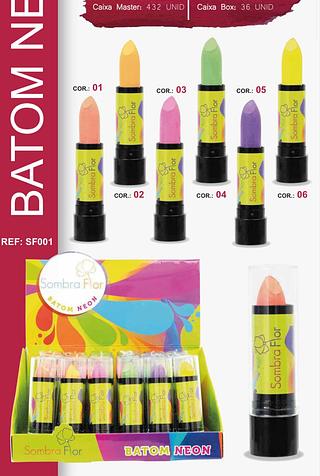 Batom Neon Sortido/ 36pçs (SF001) Sombra Flor