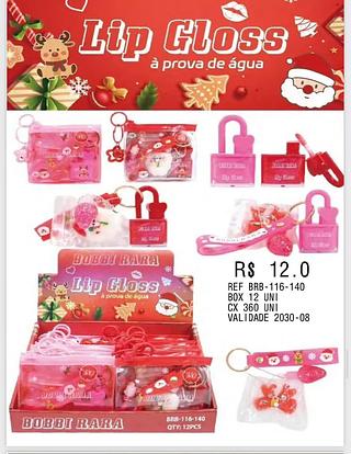 Bolsa com Lip Gloss + Chaveiro c/12pçs Bobbi Rara (PROMOCO)