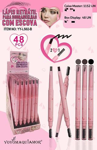 Lapis retratil para sobrancelhas com escova c/48pcs YOYO MAQUIAMOR