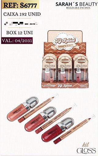Kit gloss e lapis babial /12pcs Sarahs beauty