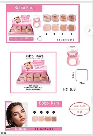 Po compacto c/ espelho e esponja c/24pcs BOBBI RARA