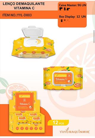 Lenço Demaquilante Vitamina C c/12pçs Yoyo Maquiagem