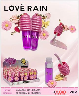 Lip gloss com chaveiro /24pcs Love Rain
