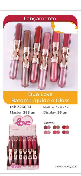 Duo love batom liquido e gloss /36pcs VIVAI