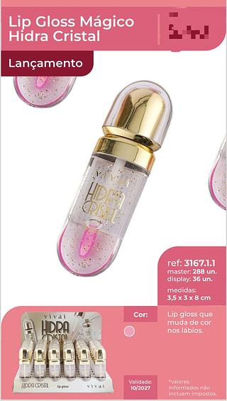 Lip Gloss Magico Hidra Cristal c/36pcs VIVAI