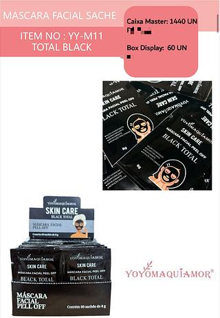 Mascara facial sache TOTAL BLACK c/60pcs YOYO MAQUIAMOR