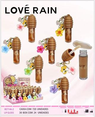 Lip gloss com chaveiro /24pcs Love Rain