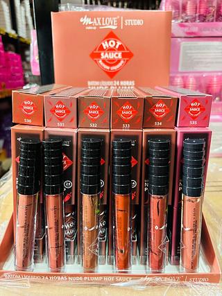 Batom liquido 24h nude hot sauce (530-535) /48pcs MAX LOVE