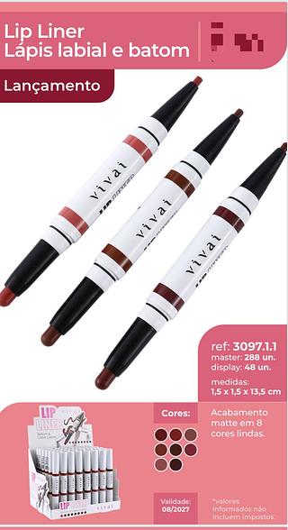 Lapis labial + Batom 2EM1 Lip Liner/ 48pçs Vivai