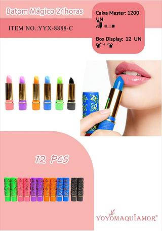 Batom Mágico 24 Horas c/12pçs Yoyo Maquiagem