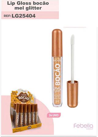 Lip gloss bocao mel glitter /24pcs FEBELLA
