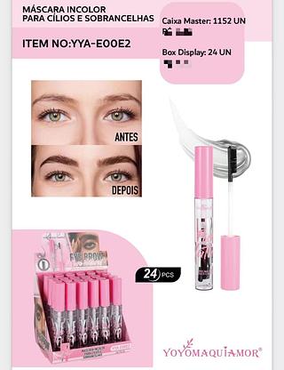 Mascara incolor para cilios e sobrancelhas C/24pcs YOYO MAQUIAMOR
