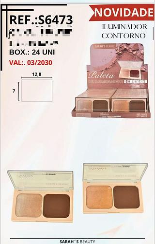Paleta Iluminador e Contorno /24pçs Sarah´s Beauty