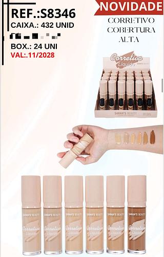 Corretivo Liquido Alta Cobertura c/24pçs Sarah´s Beauty