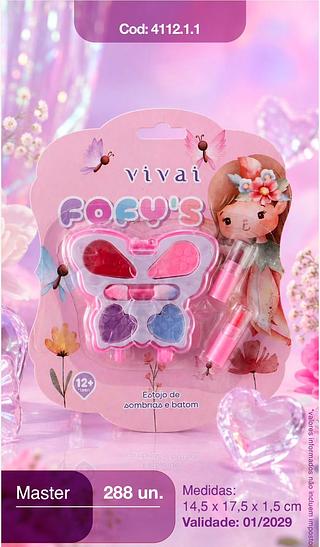 Estojo de sombra com batom fofys c/12pcs VIVAI