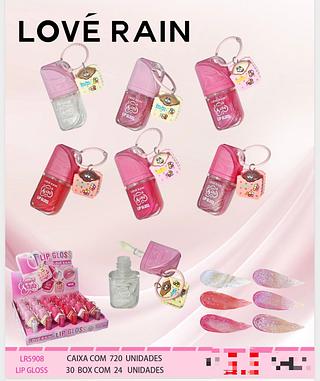 Lip Gloss com Chaveiro c/24pçs Love Rain