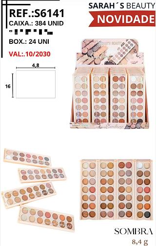 Paleta de sombras Paris: nude, glitter e coloridas/ 24pçs (S6141) Sarah's