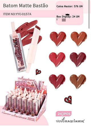 Batom matte Bastao c/24pcs YOYO MAQUIAMOR