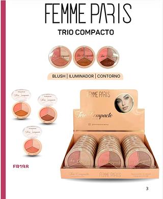 Blush e iluminador e contorno c/24pcs FEMME PARIS