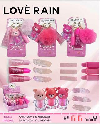 Lip gloss com chaveiro c/12pcs LOVE RAIN