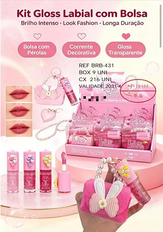 Kit gloss labial com bolsa /9pcs BOBBI RARA
